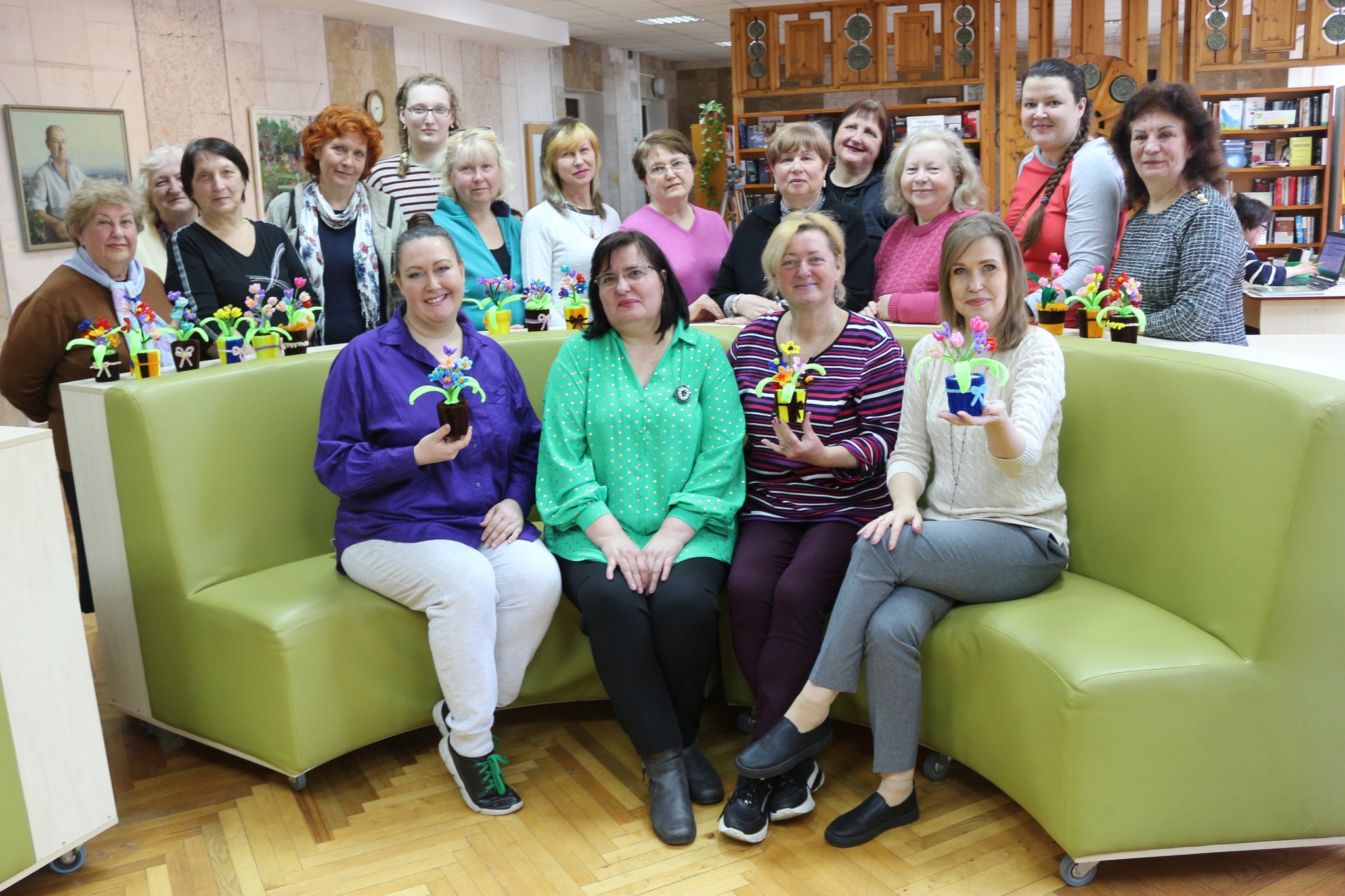 Regular visitors of the library workshops tried their hand at making flowers from chenille wire